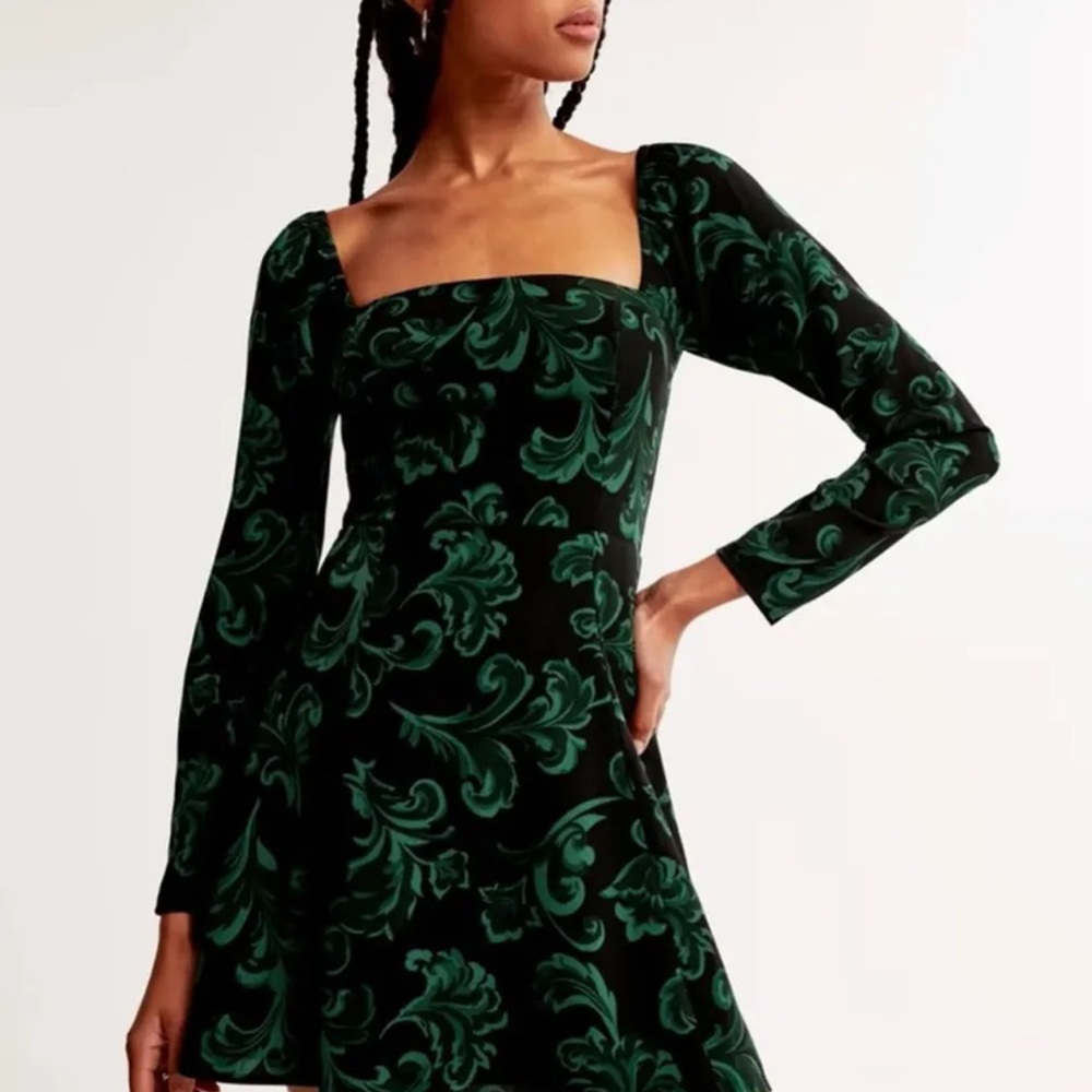 Abercrombie Green and Black Mini Dress